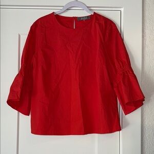 Marled Red Boxy Blouse